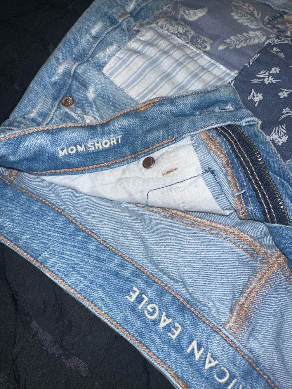 American Eagle Outfitters Light Blue Denim Patchwork Shorts sz 8 - Picture 5 of 5
